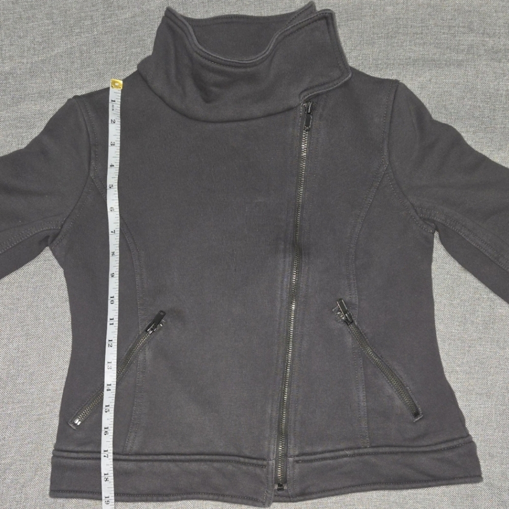 GAP Gray Asymmetrical Zipper Moto Style Cotton Blend Jacket Size Small - Picture 9 of 9